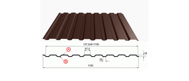 Профнастил коричневый оцинкованный  RAL 8017 С-20 купить недорого в Яковлево
