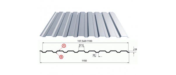 Профнастил оцинкованный С-20 1100x3000 купить недорого в Яковлево